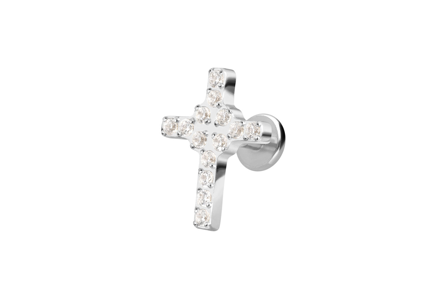 Titan Labret Piercing mit Innengewinde KRISTALLKREUZ